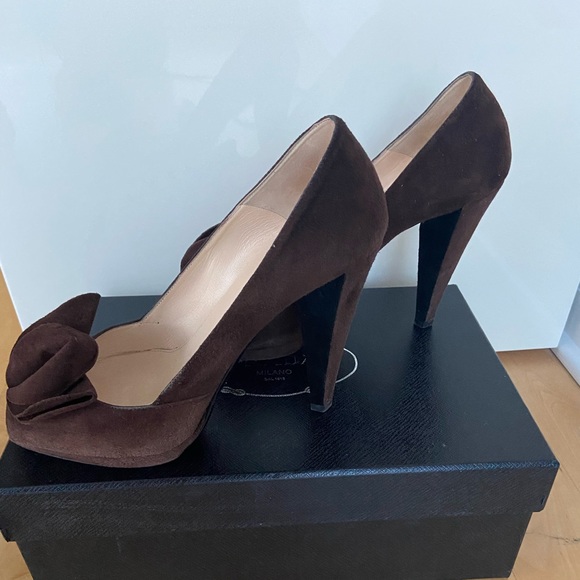 Prada Brown Suede Shoes size 40 - Picture 12 of 14